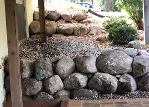 terraced boulder wall