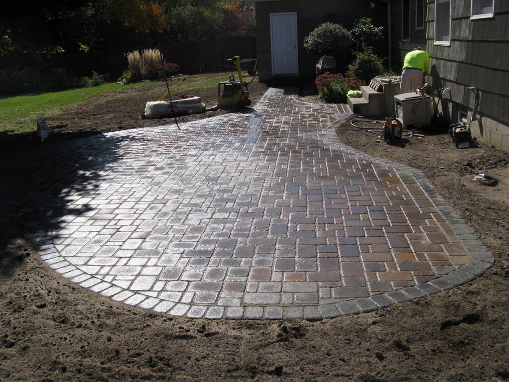 rounded brick paver patio